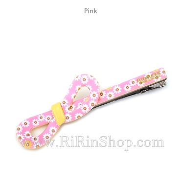 Aznavour กิ๊บหนีบผมโบว์เซลลูโลสปากเป็ดโบว์ลายดอกเดซี่ (Pink)