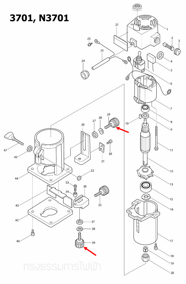 SCREW M6X25 เครื่องขัดสายพาน Makita 3701, N3701 [#29, #39], 9403 [#70], 9924DB [#28]Pn.251815-0 (แท้) ##