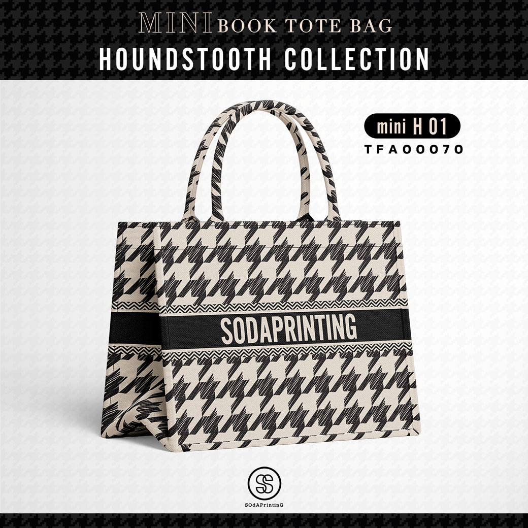 Mini Book tote bag HOUNDSTOOTH COLLECTION รหัส TFA00070 #ใส่ชื่อได้ #SOdAbag