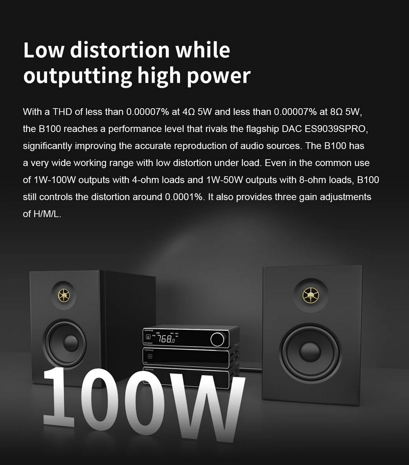 TOPPING B100 Mono Amplifier ตั้งโต๊ะ กำลังขับสูง การบิดเบือนต่ำ ประกันศูนย์ไทย