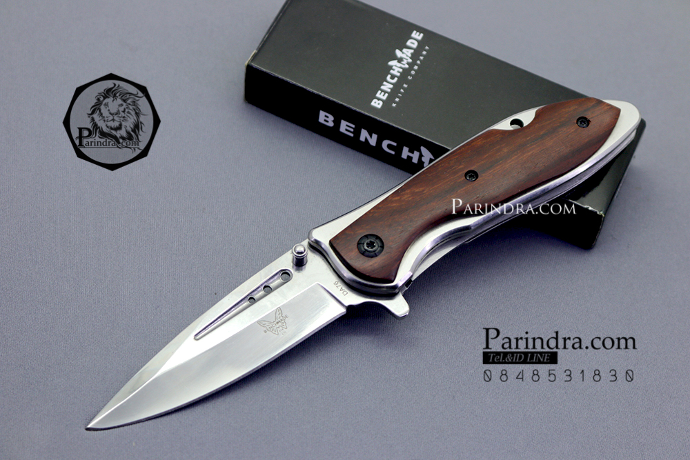 มีดพับ BenchMade สี เงินเงา ด้ามฝังไม้ รุ่น DA76 (OEM)