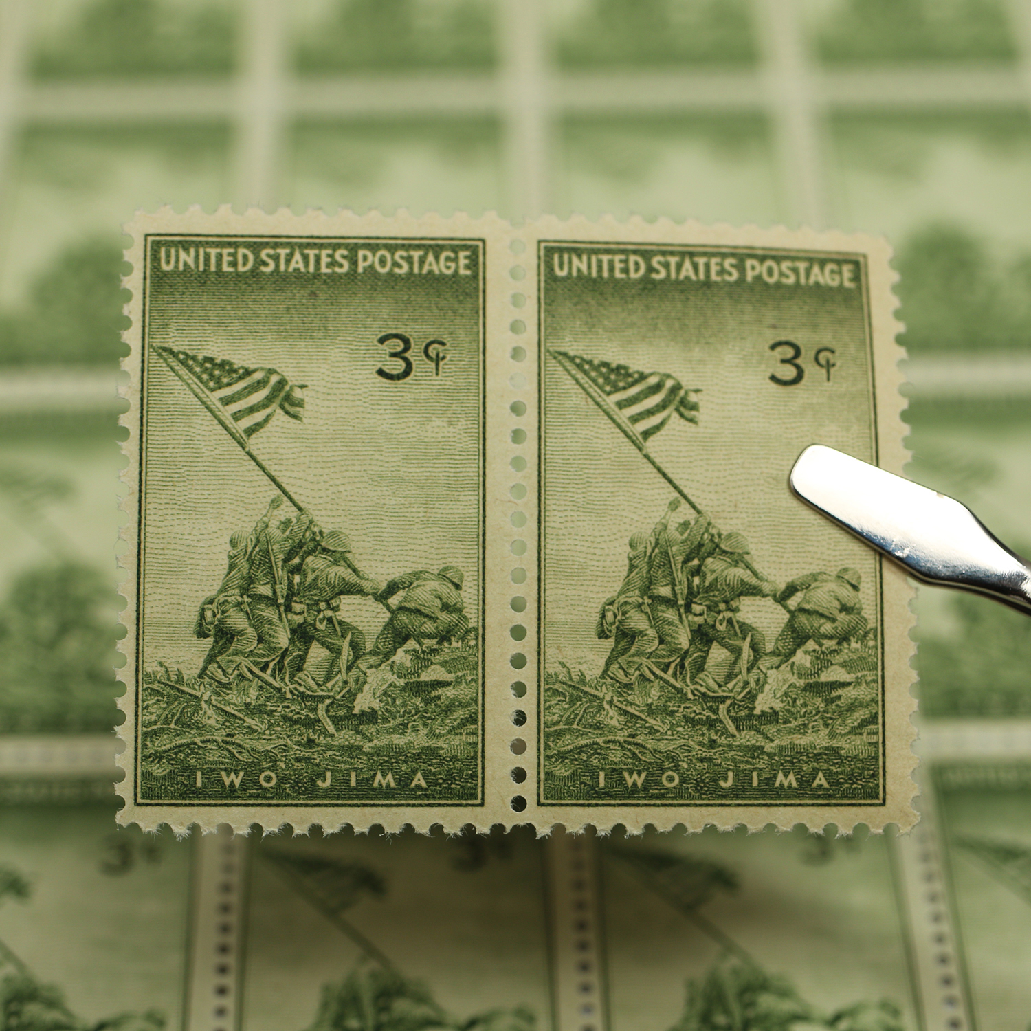 บล็อก 2 แสตมป์อเมริกา ชุด IWO JIMA (U.S. MARINES) สงครามโลกครั้งที่ 2 ปี 1945