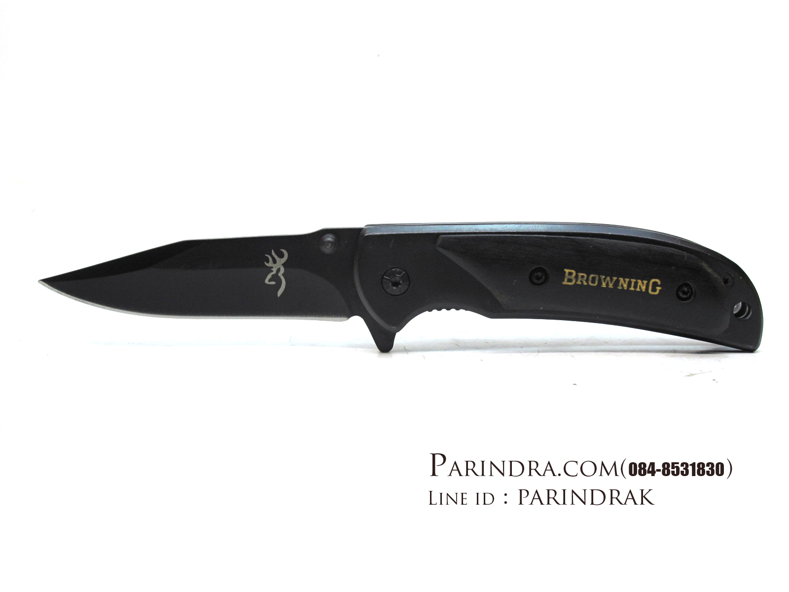 มีดพับBrowning ขนาดเล็กสำหรับพกพา สีดำสนิท ด้ามไม้ (OEM)