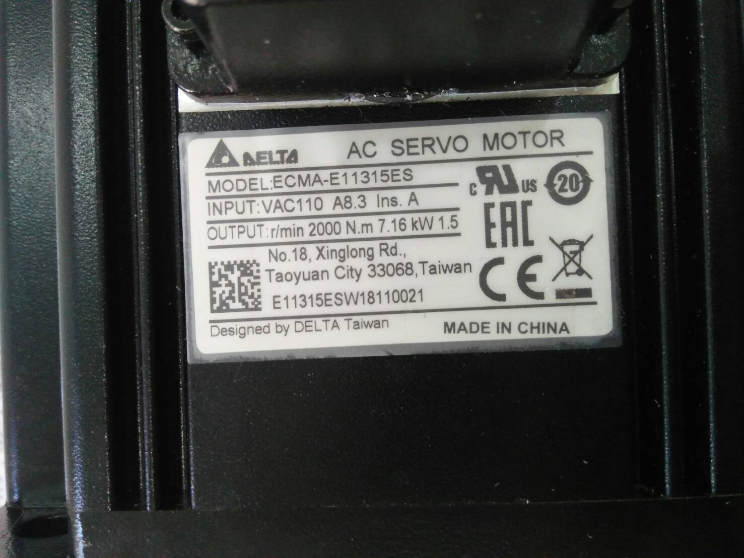 SERVO MOTOR “ DELTA ” รุ่น ECMA-E11315ES