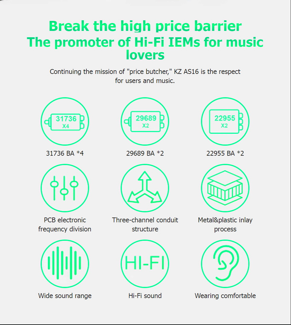 KZ AS16 PRO หูฟัง IEMs 8 ไดร์เวอร์ 8BA ประกันศูนย์ไทย
