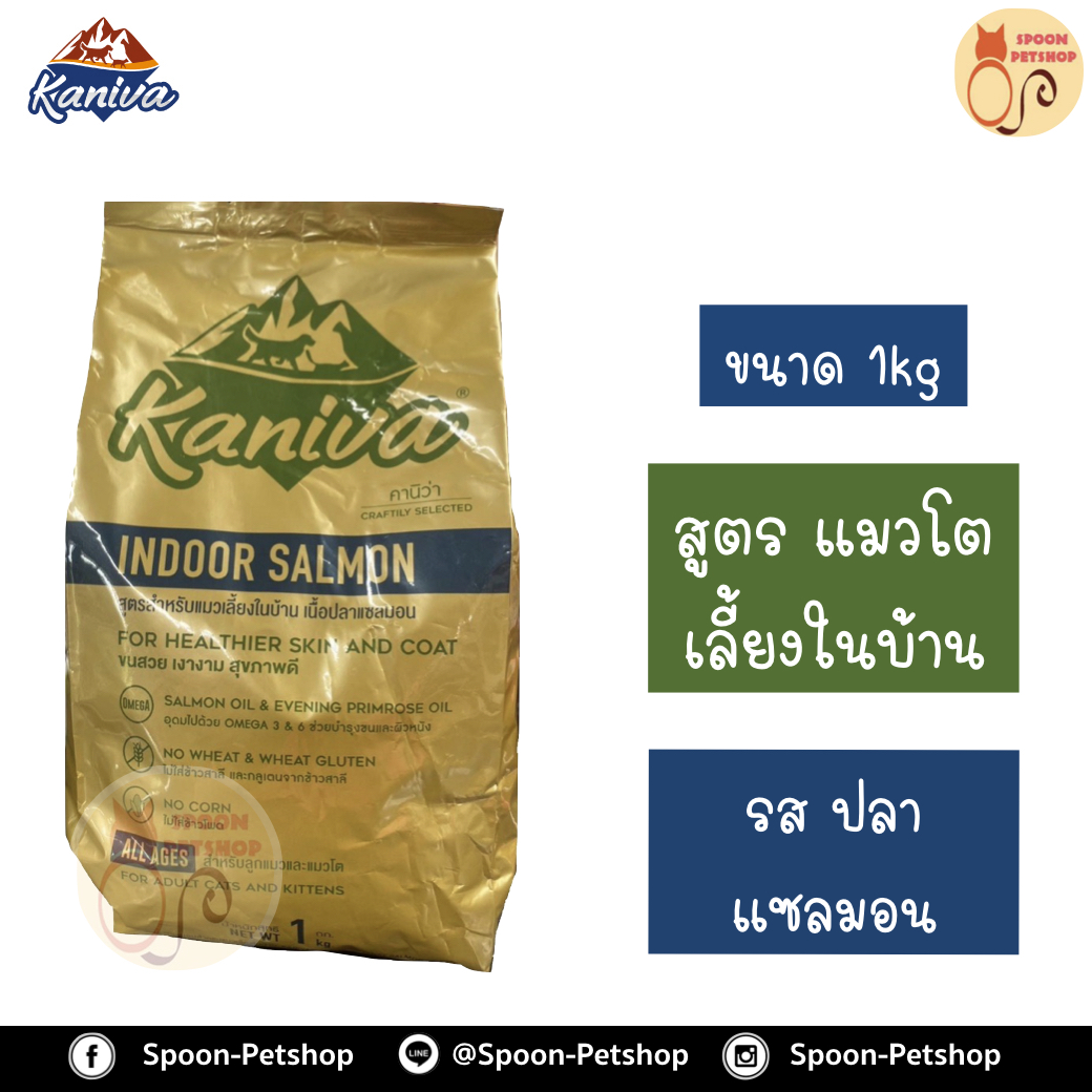 Kaniva อาหารแมว คานิว่า ปลาแซลมอน สูตรแมวเลี้ยงในบ้าน ถุงโรงงาน 1kg