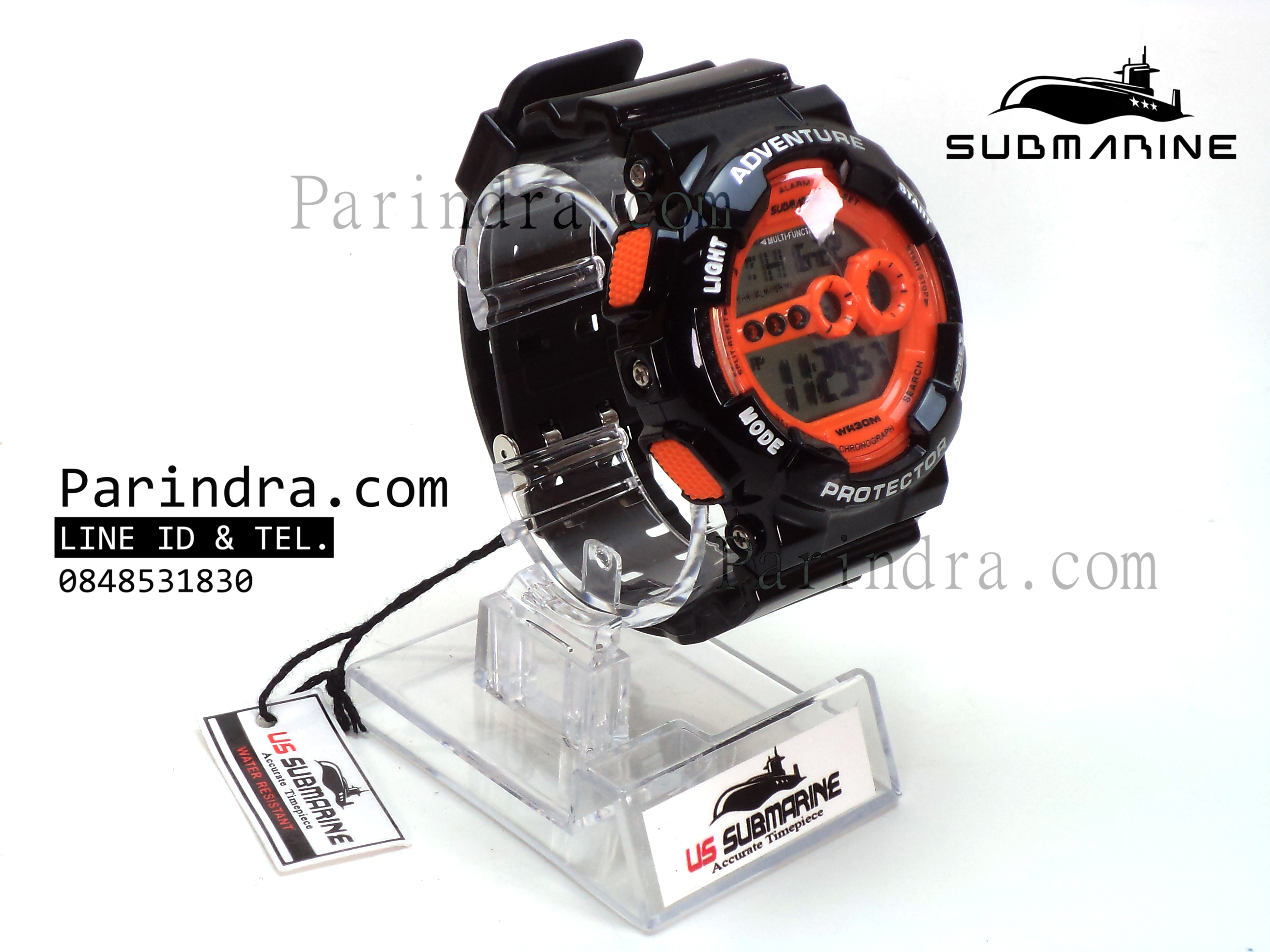 นาฬิกา US submarine รุ่น TP1282M สีดำ-หน้าปัดส้ม พื้นเทา