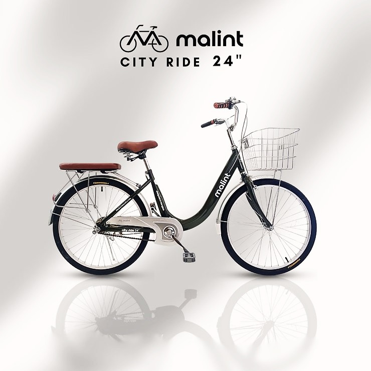 จักรยานแม่บ้าน Malint City Ride 24 x 1.75 | เฟรมเหล็ก Hitensile Steel ตะกร้าสเตนเลส ไม่มีเกียร์ สีหลากหลาย