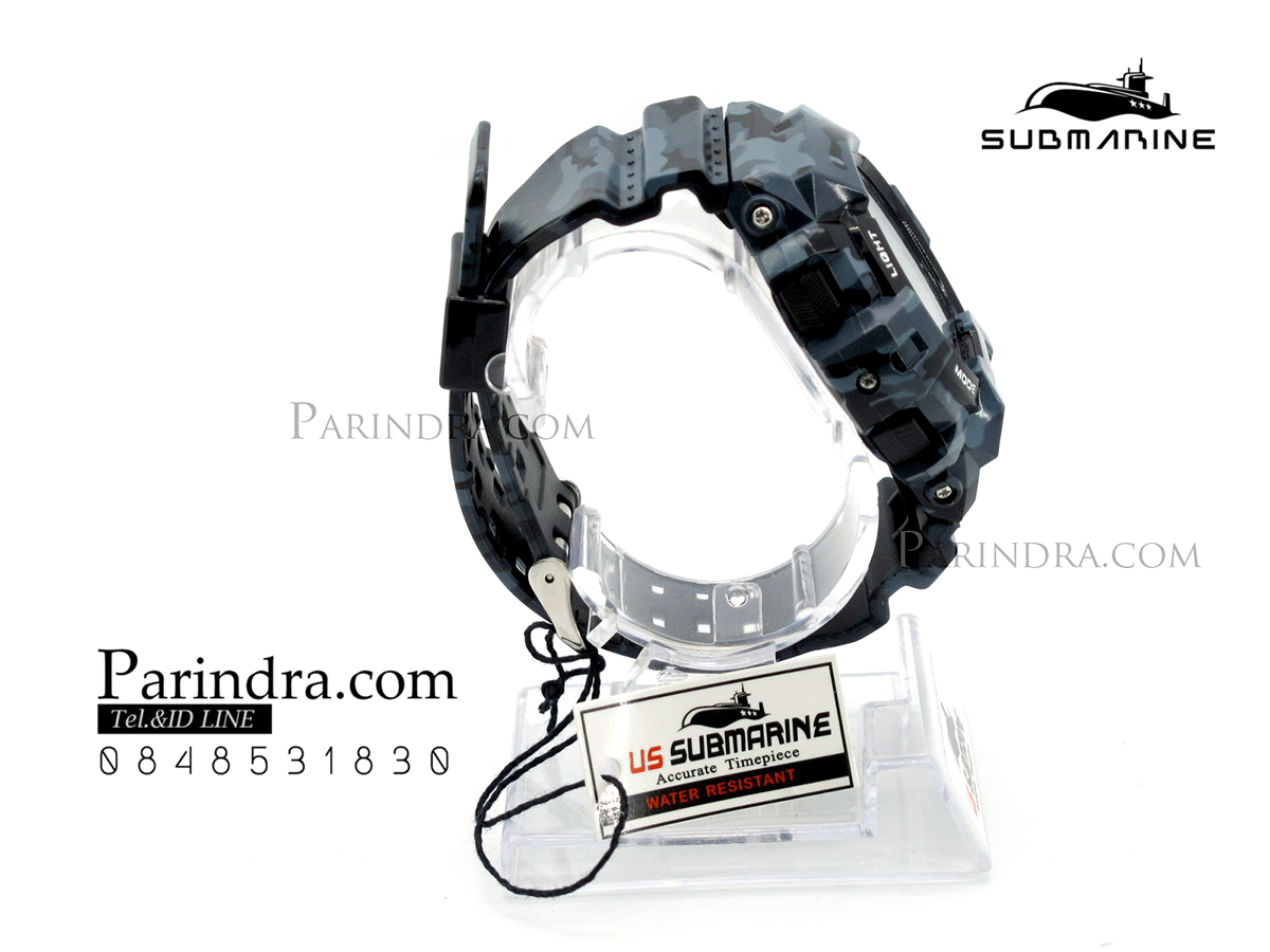 นาฬิกา US submarine รุ่น TP1342M (Military) สีลายพรางทหารสีเทาเข้มๆ หน้าปัดพื้นเทา