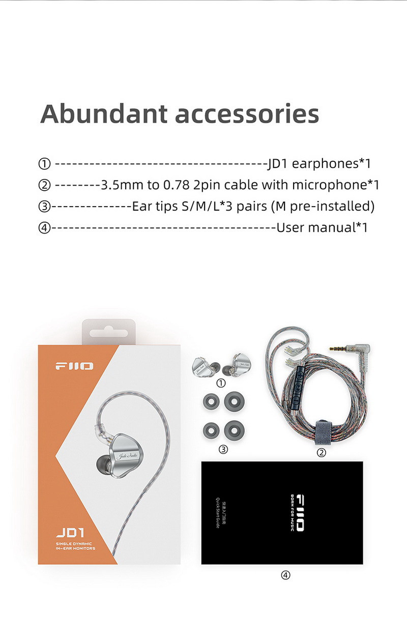 FiiO Jade Audio JD1 หูฟัง IEM ไดรเวอร์ Dynamic สุดคุ้ม รองรับ Hi-Res ประกันศูนย์ไทย