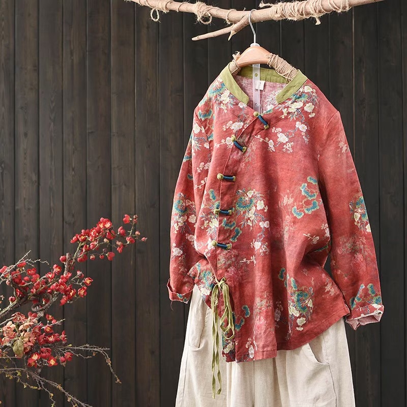 เสื้อผ้าลินินพิมพ์ลาย