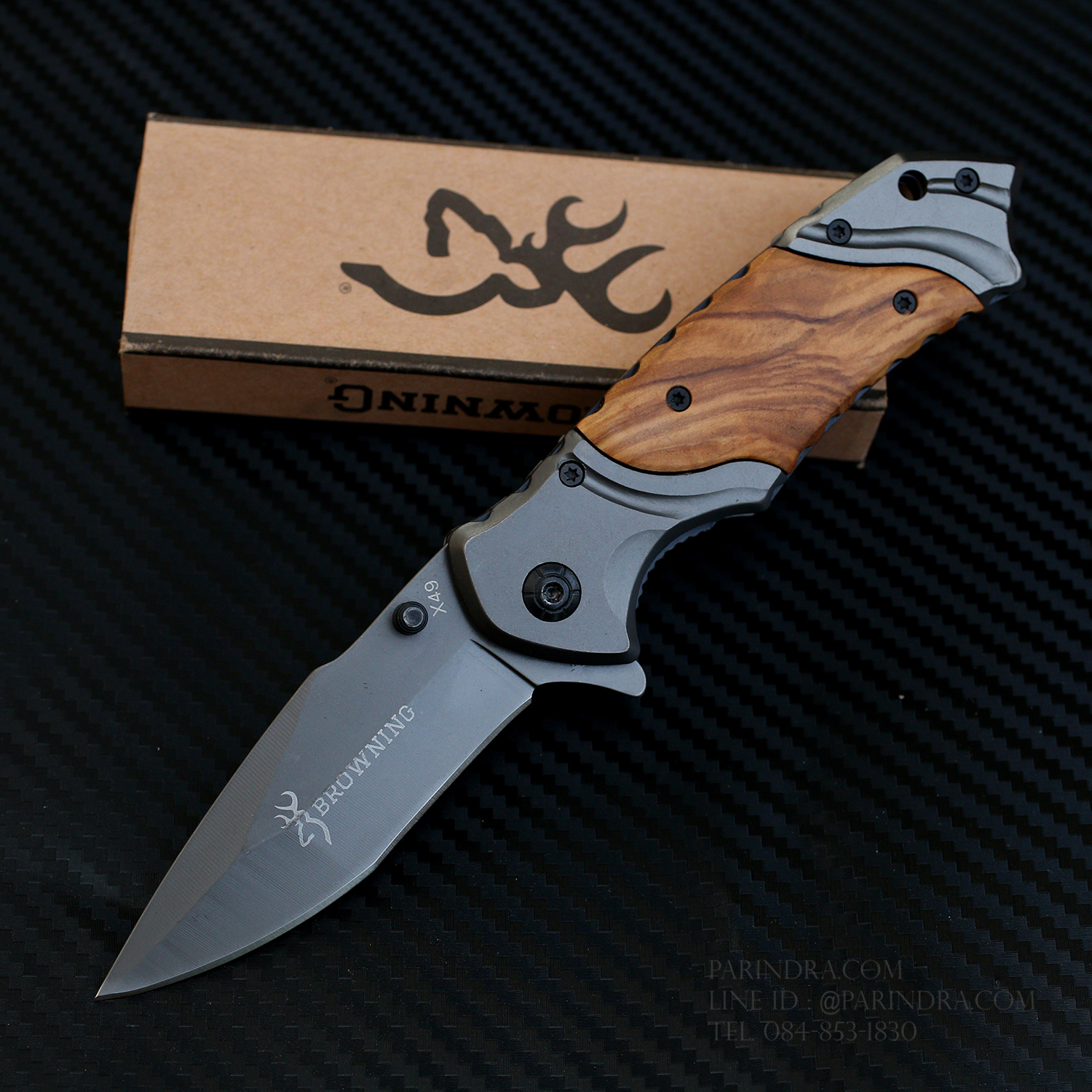 มีดพับ Browning รุ่น X49 ขนาด 8 นิ้ว ด้ามไม้ (OEM)