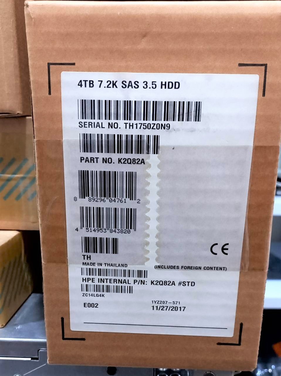 K2Q82A 801557-001HPE MSA 4TB 12G SAS 7.2K 3.5in MDL LFF HDD.