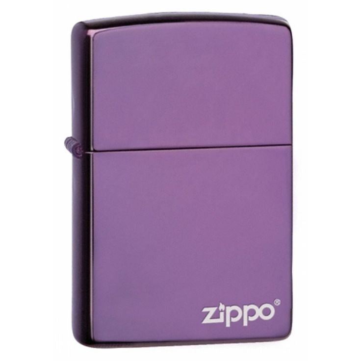ไฟแช็ค Zippo 24747ZL แท้ สีม่วงเข้มผิวมัน " Zippo Logo Purple Abyss " แท้นำเข้า 100%