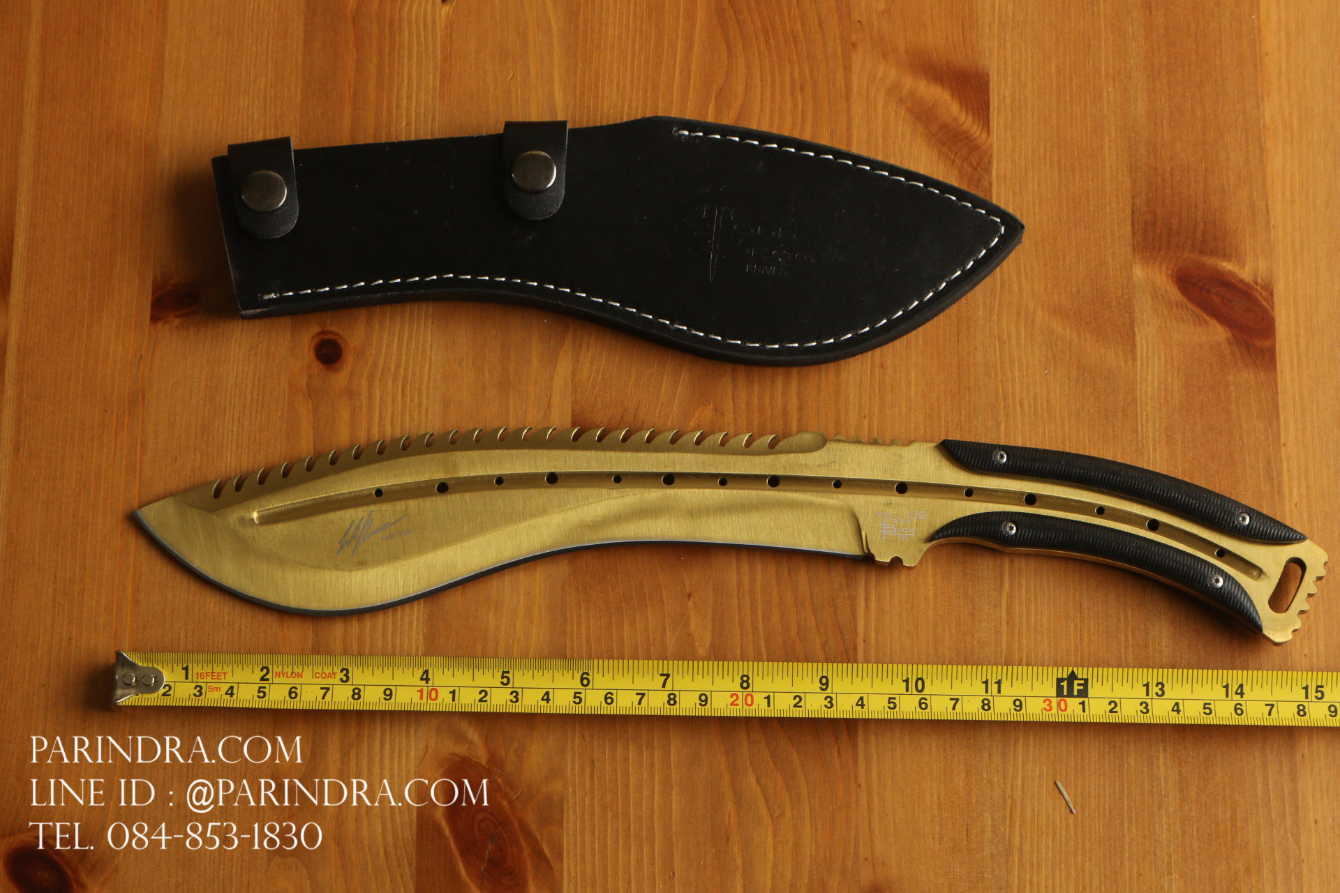 มีดใบตาย Todd Begg Knives D2 สีทอง ประกับ G10 สีดำ