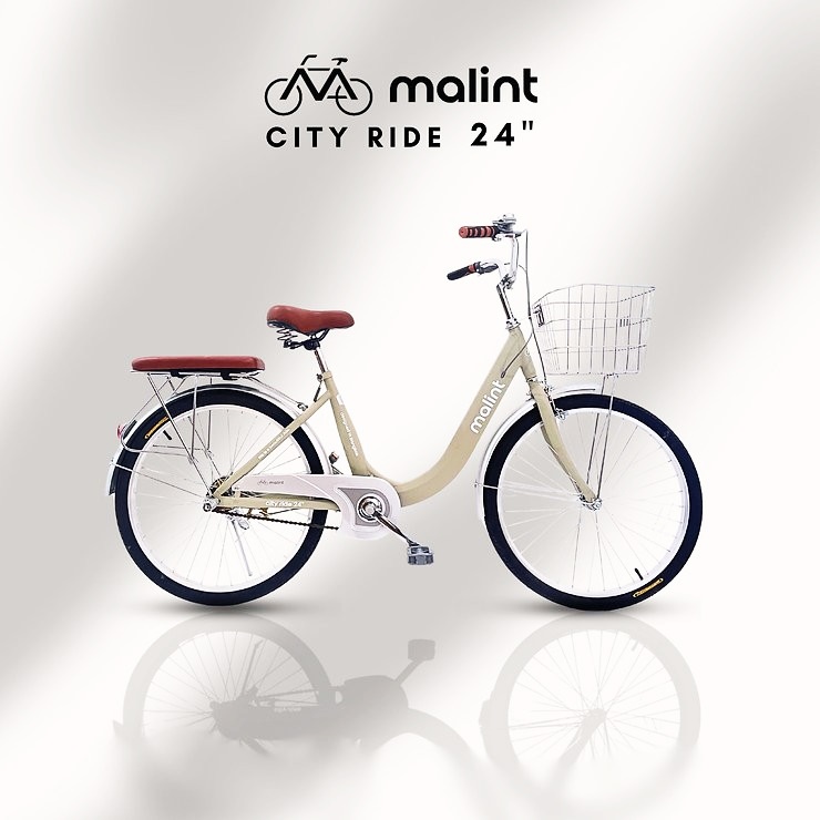 จักรยานแม่บ้าน Malint City Ride 24 x 1.75 | เฟรมเหล็ก Hitensile Steel ตะกร้าสเตนเลส ไม่มีเกียร์ สีหลากหลาย