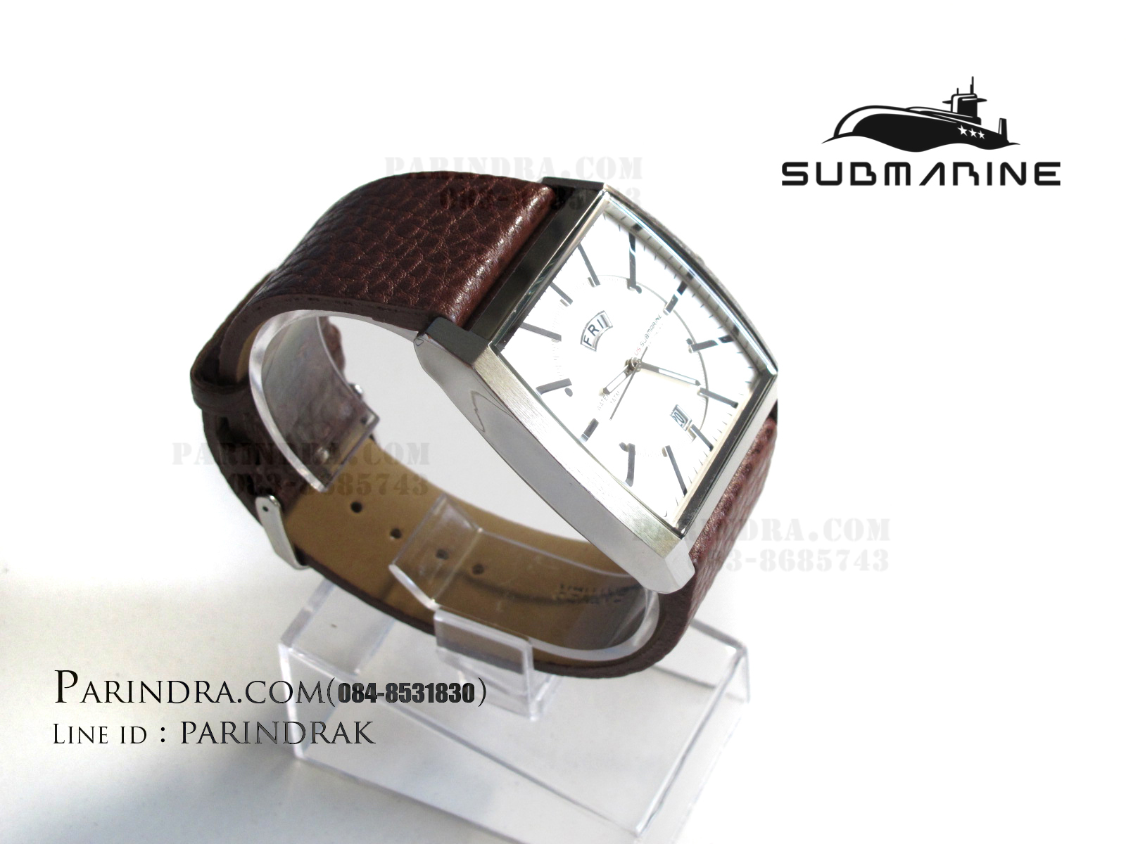 นาฬิกา US Submarine J103MDD ของแท้ 100 % สายหนังน้ำตาลหน้าปัดขาว