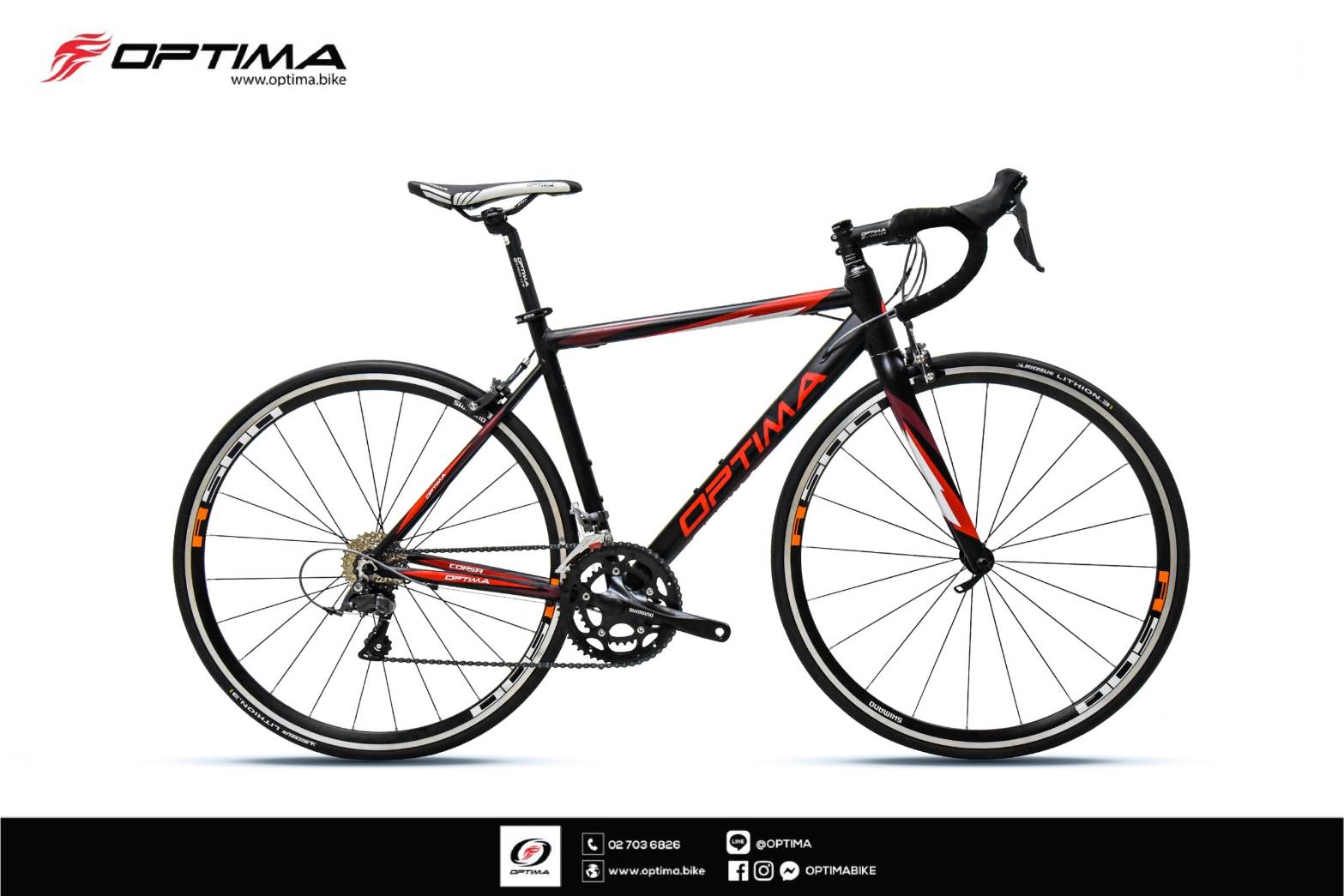 จักรยานเสือหมอบ OPTIMA Corsa R2000 Pro เกียร์ Shimano Claris 2*8 สปีด ปี 2020 Standard Vesion