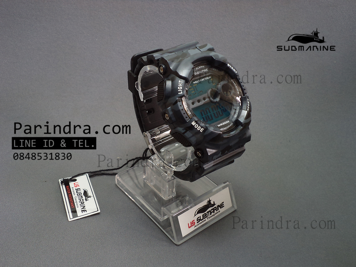 นาฬิกา US submarine รุ่น TP1340M (Military) สีลายพรางทหารสีเทาเข้มๆ หน้าปัดพื้นน้ำเงิน