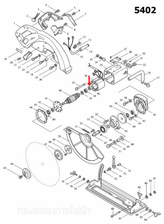 แหวนเหล็ก Makita 5402 [#90], 3612BR [#33] Pn.253913-6 (แท้) ##