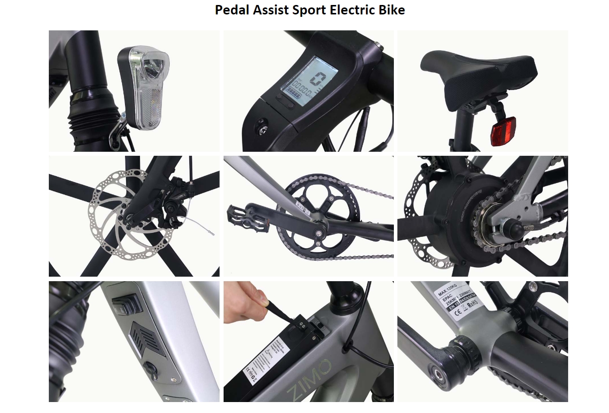 ZIMO X2 Pedal Assist Electric Bicycle Motor 240W/36V 4.4AH Li-ion Battery LG