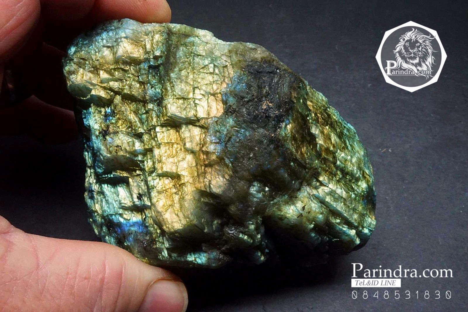 หิน ลาบราดอไลท์ (Labradorite) ดิบไม่ขัด สวยคัดพิเศษ ประกายสีเหลืองส้ม #LA104
