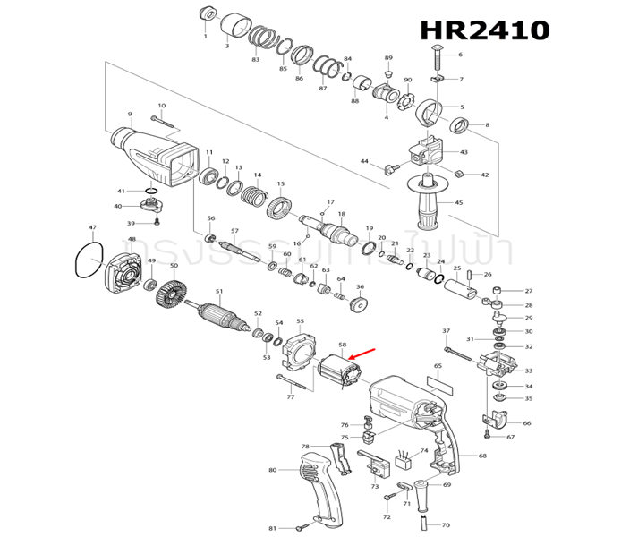 ฟิลคอยล์ สว่านโรตารี่ Makita HR2410, 2412 Pn.633313-0 (แท้) ##