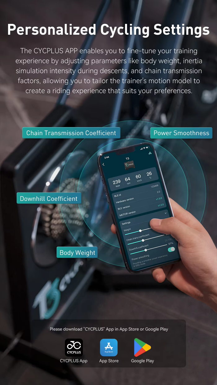 CYCPLUS T3 Smart Indoor Direct Drive Bicycle Trainer | Supports Shimano, SRAM 8-12 Speed