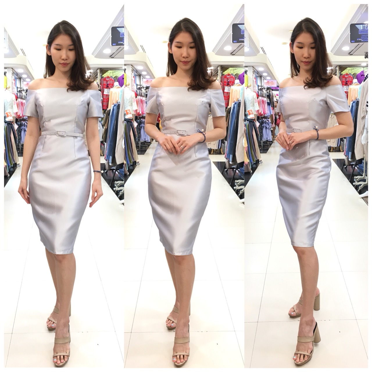 ชุดเพื่อนเจ้าสาว ชุดราตรีสั้น Aster - Off-shoulder top & pencil skirt