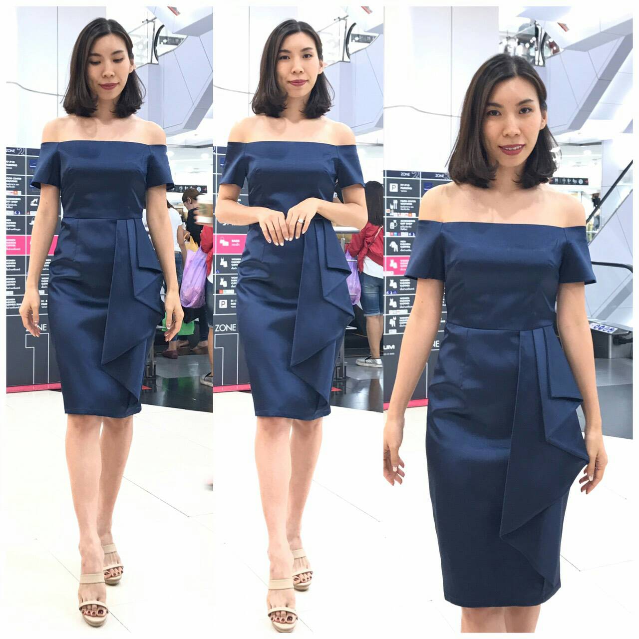 ชุดเพื่อนเจ้าสาว สีน้ำเงิน รวมแบบ ตัวอย่าง สั่งสีและแบบอื่นๆได้ เช่า 500