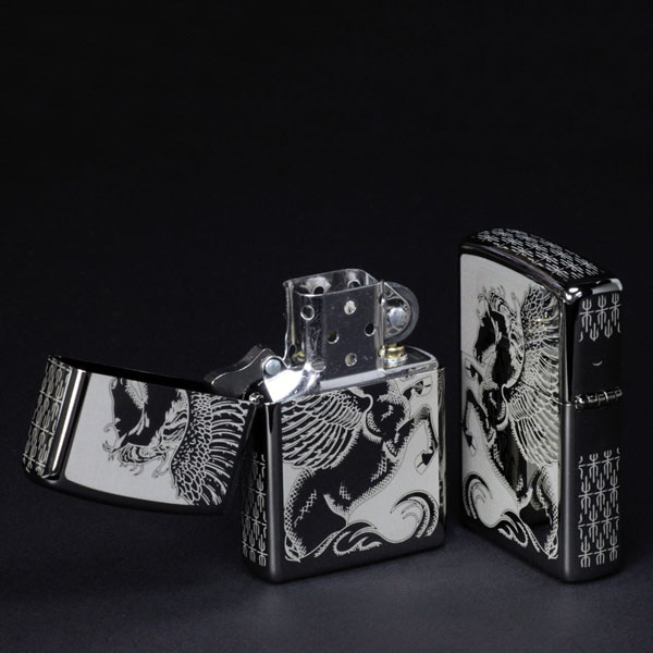 ไฟแช็ค Zippo แท้ ลายม้าเพกาซัส "Winged Pegasus Black Ice Chrome" #28802 แท้นำเข้า 100%