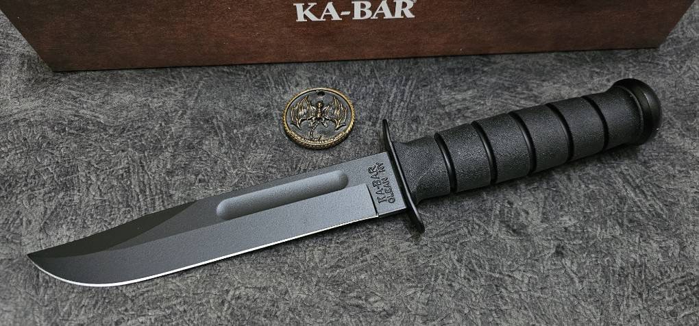 Ka-Bar Bowie Full-Size Knife Black GFN Sheath (7" Black)