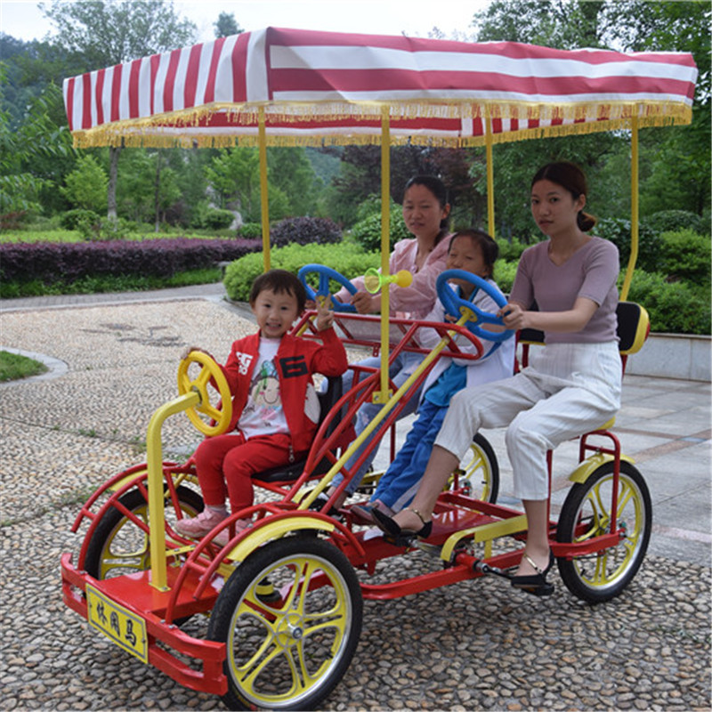 จักรยานหรรษา SURREY BIKE แบบ 2 คนปั่น+ 1 เก้าอี้เด็ก+ร่มกันแดด ปั่นพร้อมกัน หรรษาทั้งครอบครัว พร้อมได้ออกกำลังกาย