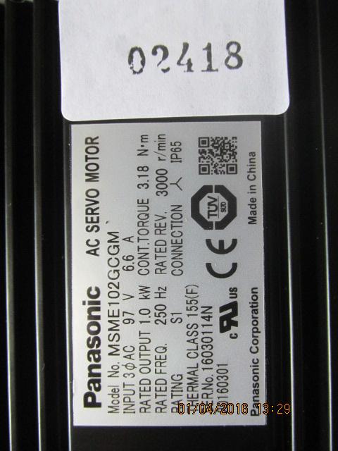 SERVO MOTOR “ PANASONIC ” รุ่น MSME102GCGM