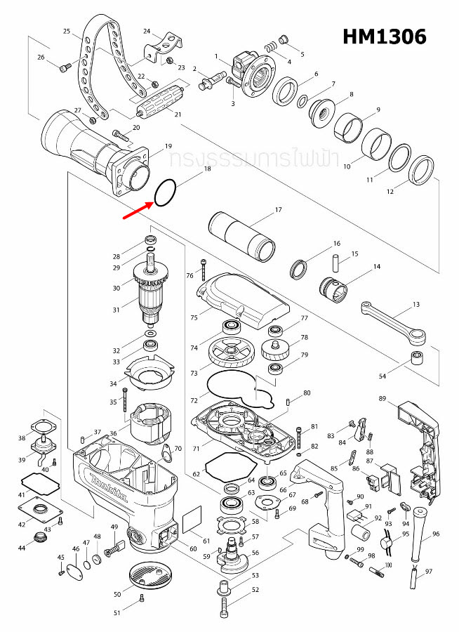 ซีลยาง, แหวนยางโอริง แย้ก Makita มากีต้า HM1306 [#18] Pn.213701-3 (แท้) ##