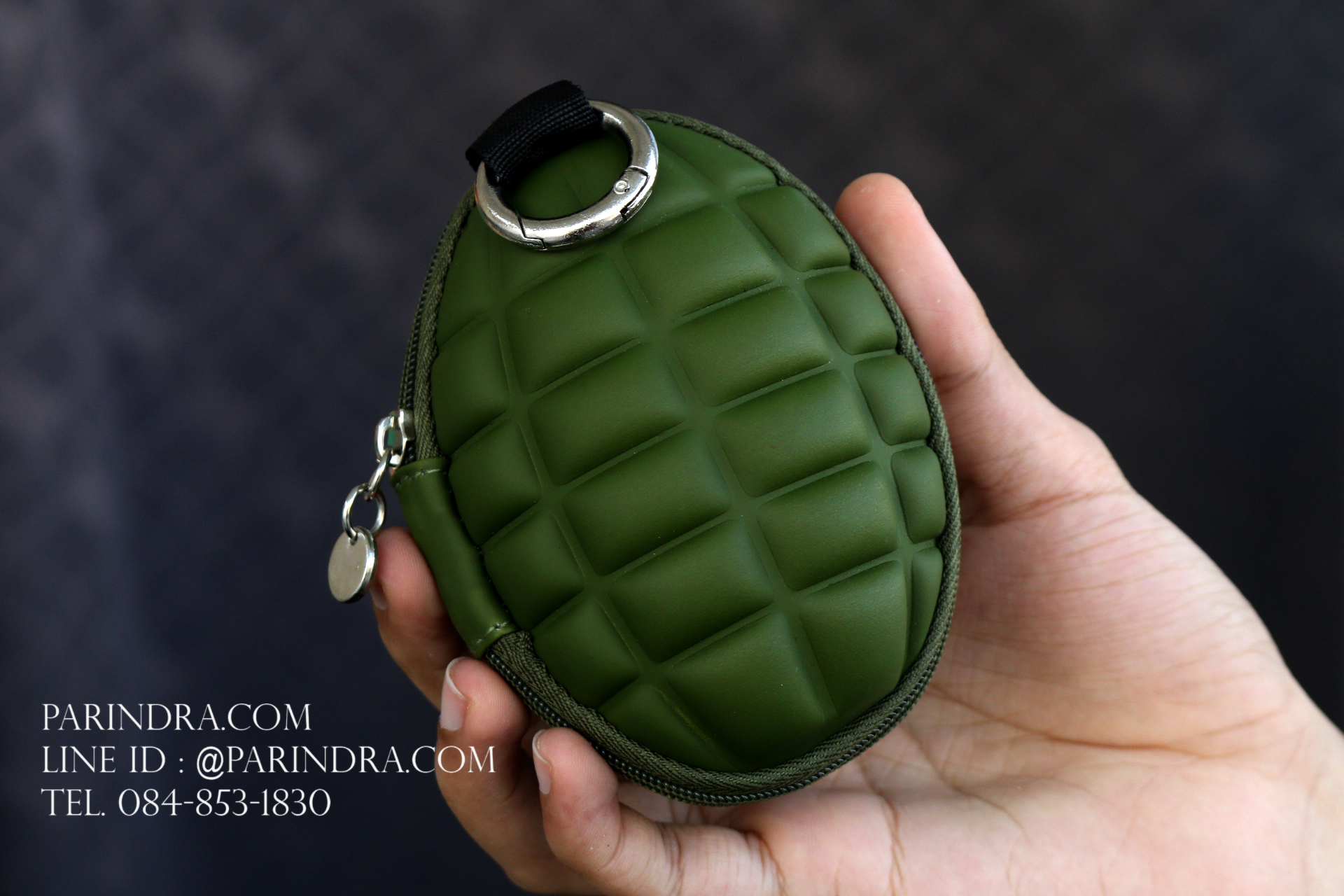 กระเป๋าใส่กุญแจพกพา แบบลูกระเบิด สีเขียวทหาร