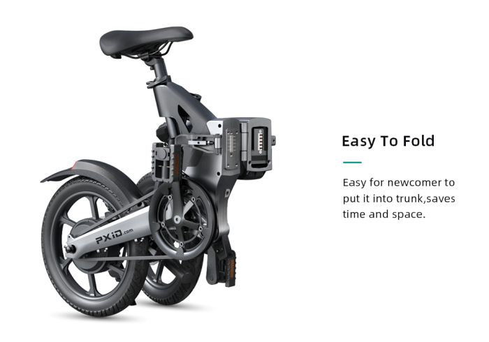 จักรยานพับได้ไฟฟ้า PXID LIGHT P2 วงล้อ 16 นิ้ว มอเตอร์ 250วัตต์ แบต 36V/52.Ah ความเร็ว 25กม/ชม. ไกลสุด 40กม. 2024