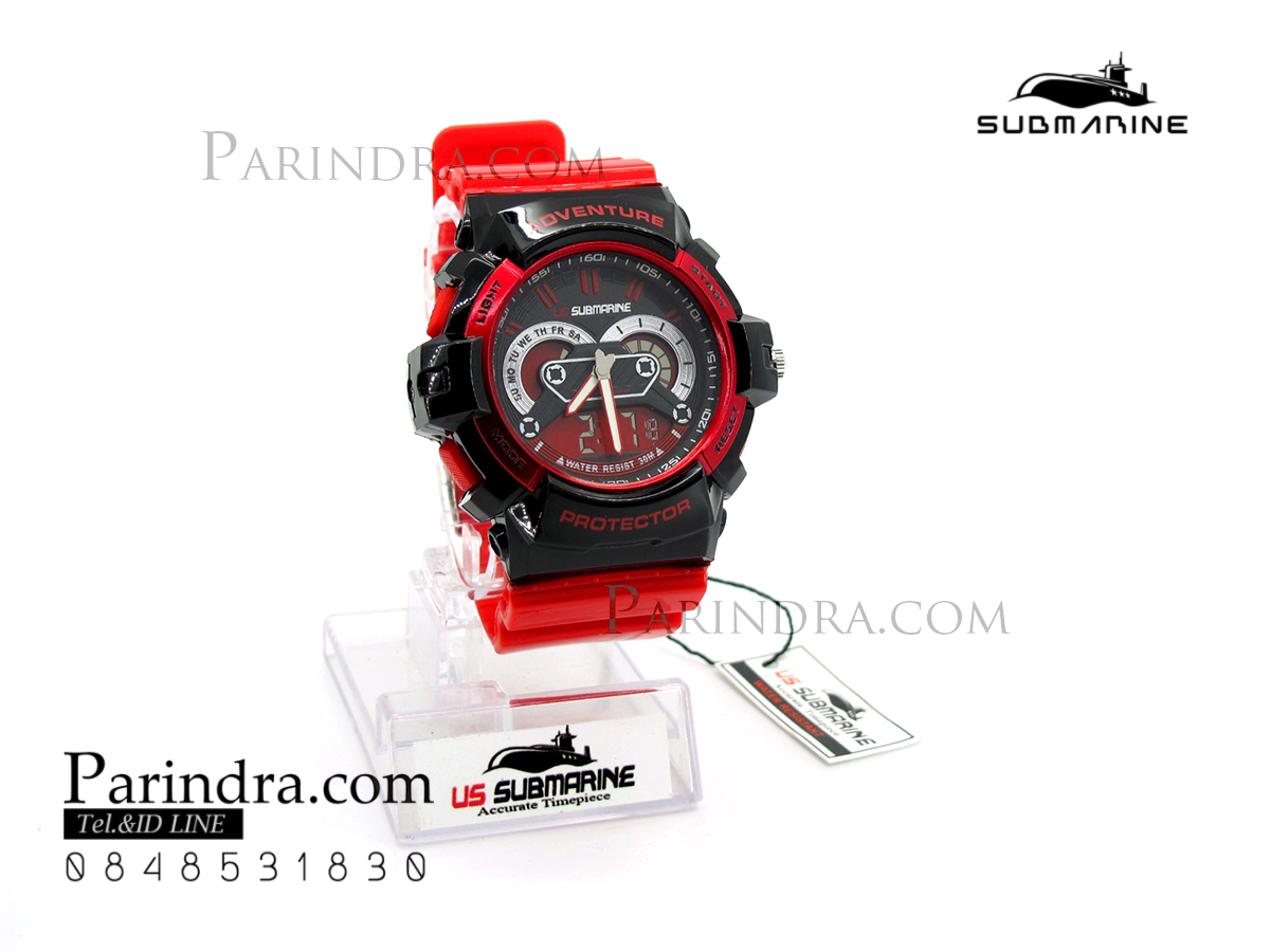 นาฬิกา US submarine TP3160M สีแดง ขอบดำ