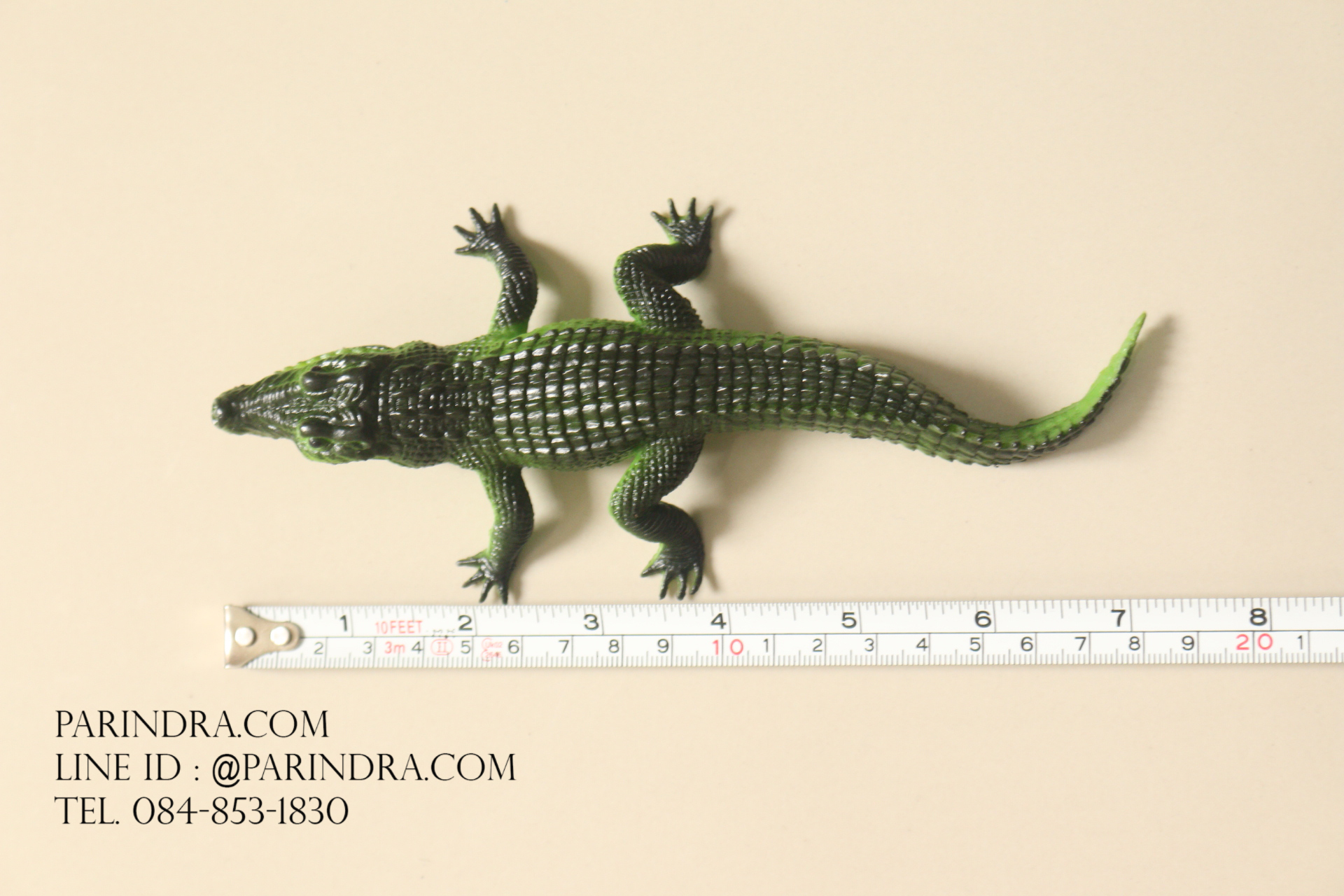 โมเดลจระเข้ สีเขียวอ่อน บีบมีเสียง ขนาดเล็ก
