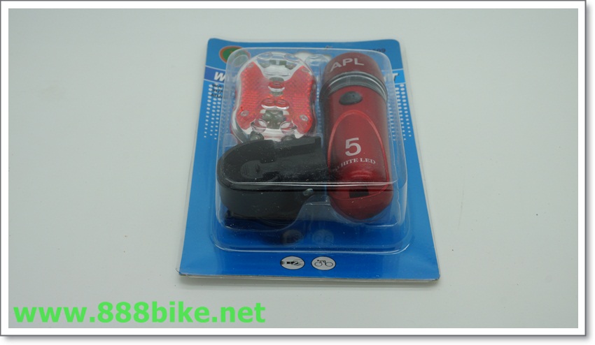 ชุดไฟหน้า 5 เลด+ไฟท้าย 9 เลด fron and rear bike light kit, ledsw2, ไฟหน้า+ไฟท้าย -ไฟชุด