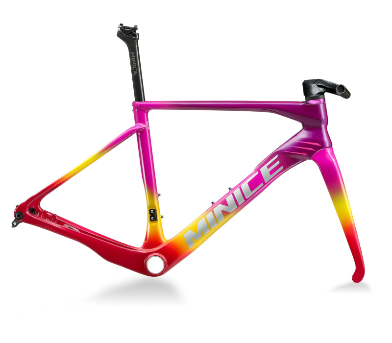 Monas Minice R1 PB Carbon Road Bike Frame – Flat-Bar Aero Frame, 1180g Lightweight, Disc Brake & 2×12 Compatible