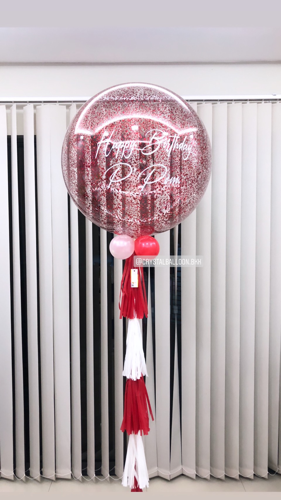 ลูกโป่ง วันเกิด Bubble ขนาด 36" สีแดง พร้อมตกแต่ง สามารถเปลี่ยนสีลูกโป่ง/เปลี่ยนข้อความได้
