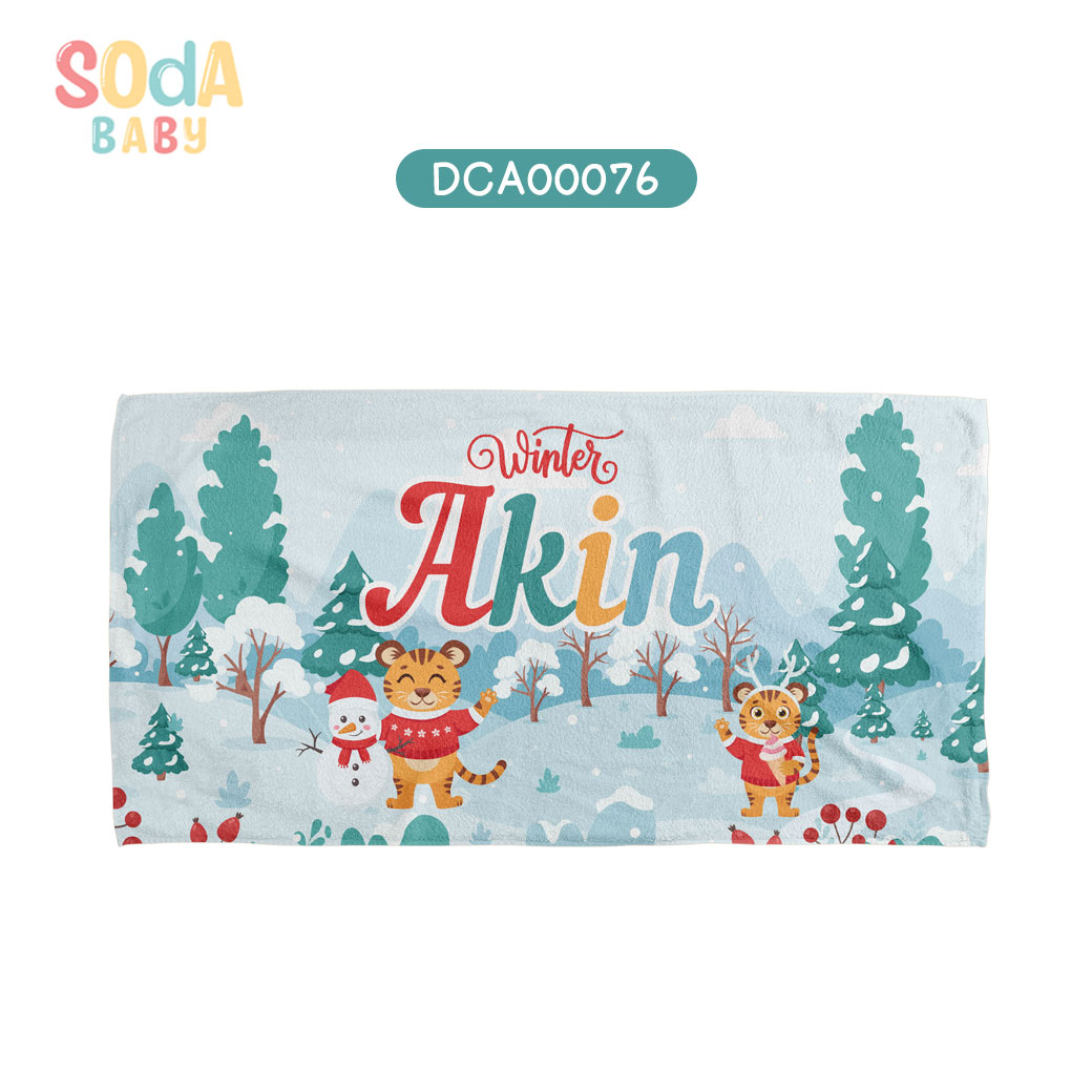 ผ้าเช็ดตัวเด็ก ใส่ชื่อได้ ลาย Winter รหัส DCA00076 ⛄️❄️#Winter #SOdAbaby