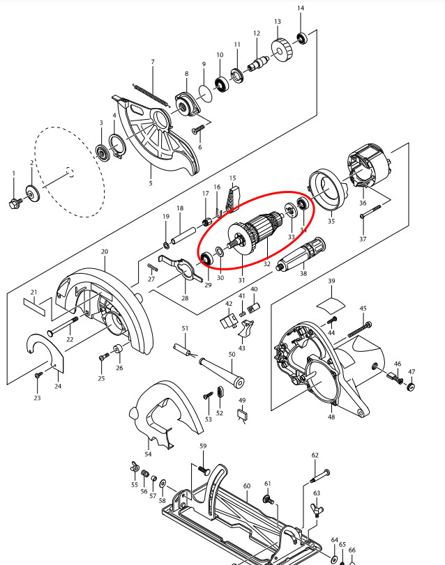 ทุ่น เลื่อยวงเดือน Makita รุ่น N5900, 5901 (แท้) ##(*)