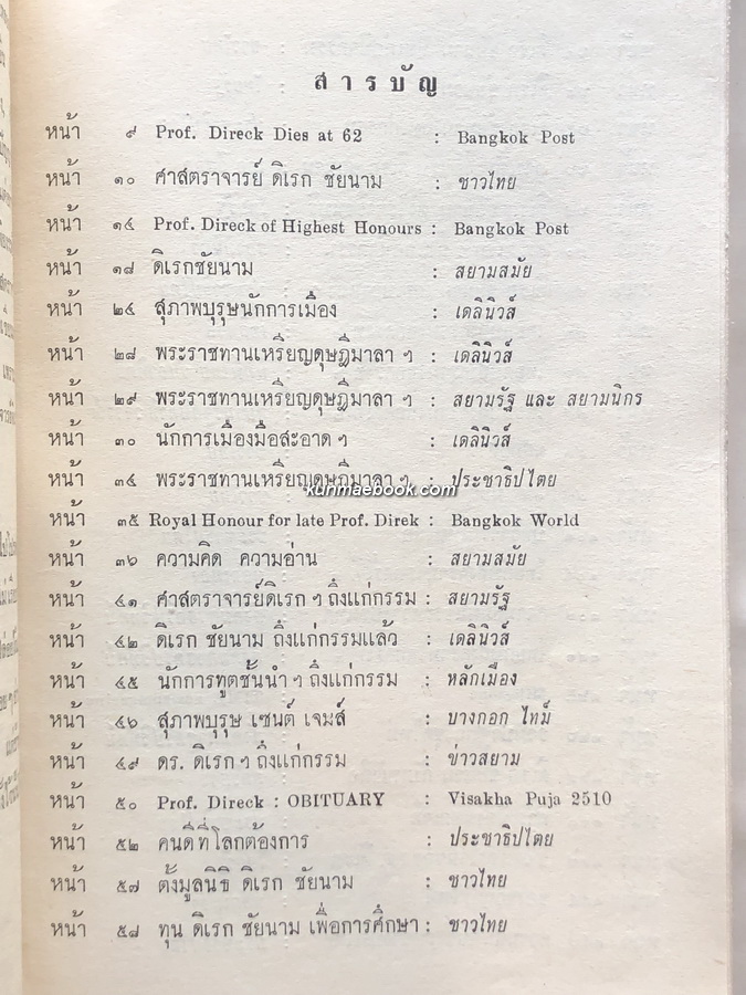 ศาสตราจารย์ดิเรก ชัยนาม ในทรรศนะของหนังสือพิมพ์
