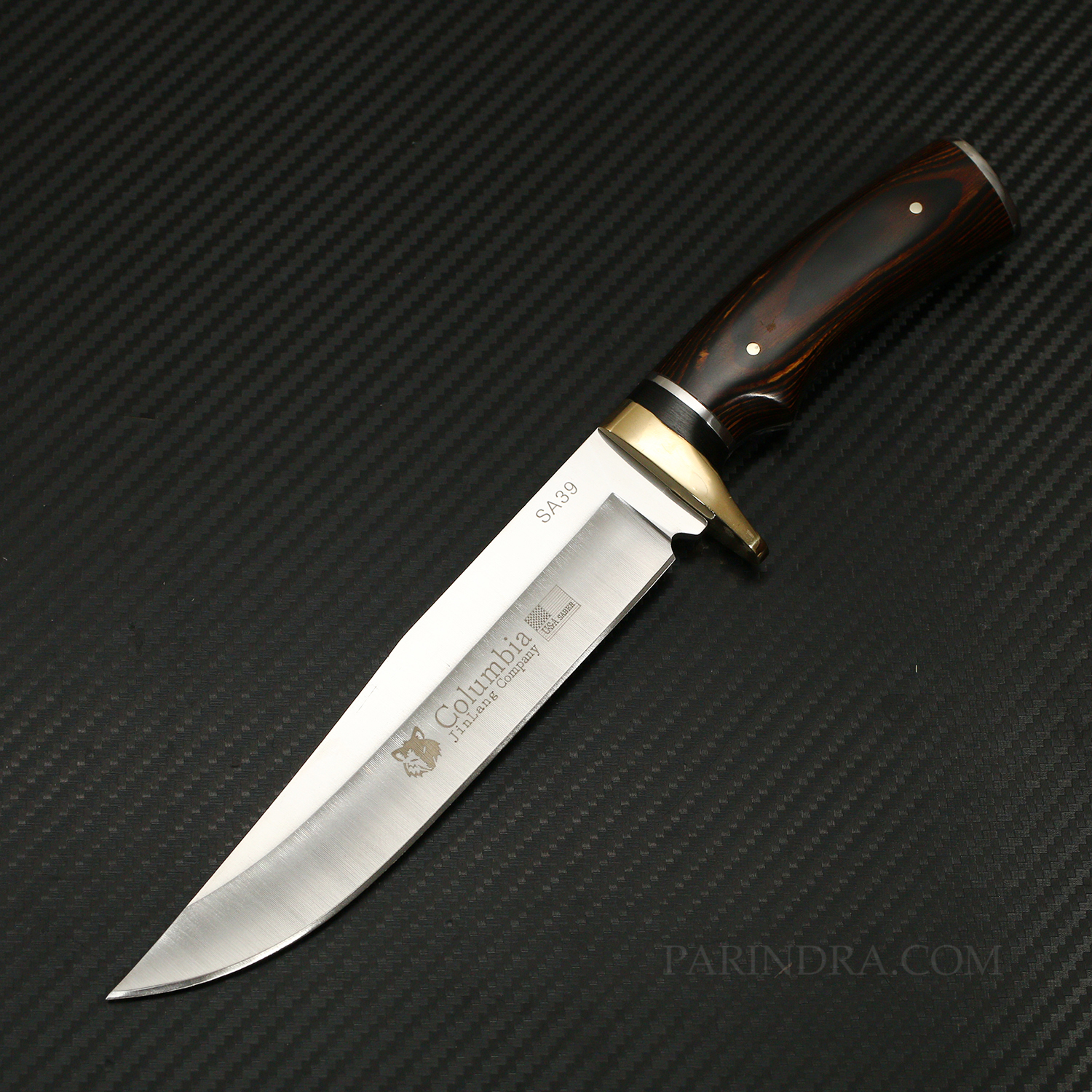 มีดเดินป่า COLUMBIA รุ่น SA39 ด้ามไม้มีลวดลาย ทรงใบมีดสวย คมกริบ