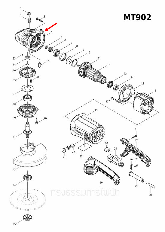 หัวกระโหลก หินเจียร Maktec-มาคเทค MT902, MT903 [#4] Pn.140496-4, Pn.142753-6 (แท้)##