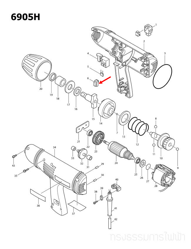 สวิทซ์ VLX11 บล็อคไฟฟ้า Makita มากีต้า 6905H [#6] Pn.651556-2 (แท้) ##
