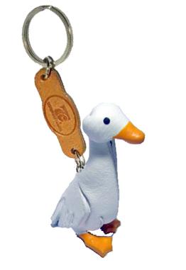 พร้อมส่ง พวงกุญแจหนังแท้ Handmade รูปเป็ด