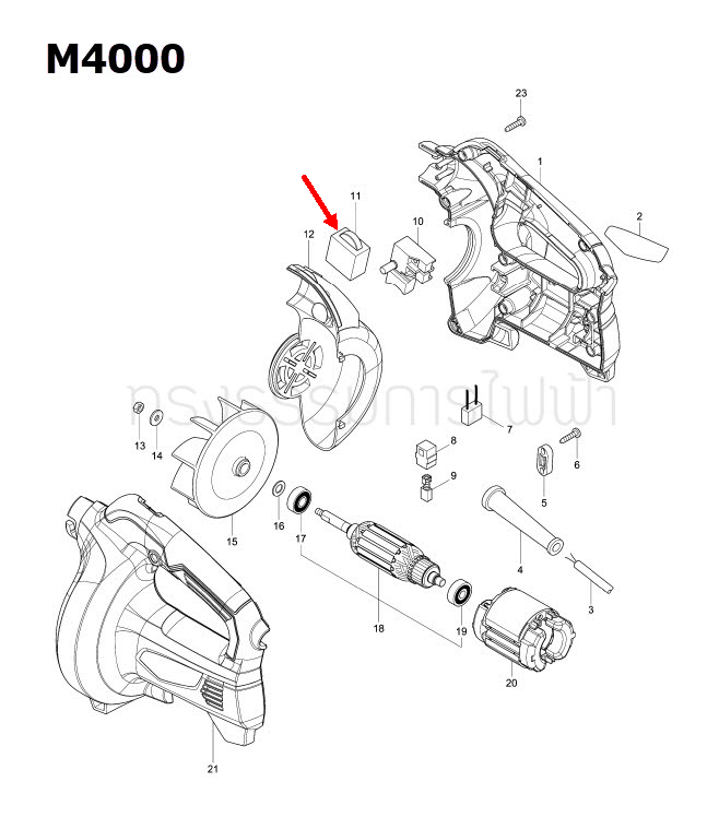 CONTROLLER FA-02 เครื่องเป่าลม Makita มากีต้า M4000, M4000B [#11] Pn.620187-8 (แท้) ##